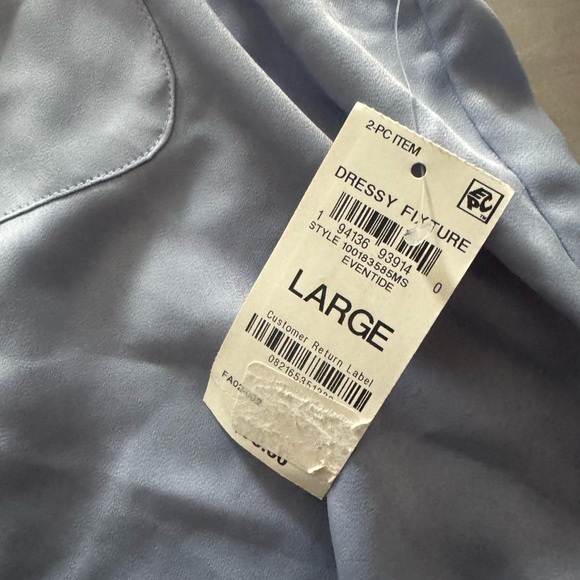 NWT State of Day Silk Touch 2-Piece Pajama Set Short Sleeve Top &‎ Pants Blue L - Picture 5 of 6